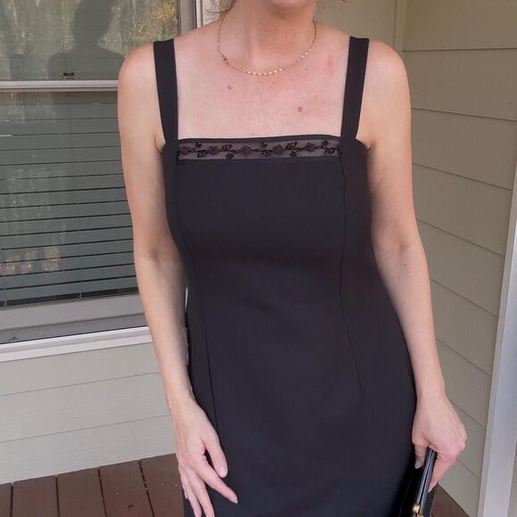 Vintage 1990s Y2K JR Nites Black Beaded Formal Prom Dress, Size 8 - Picture 6 of 16